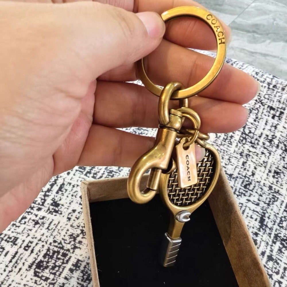 Coach Gold Tennis Racket Key Holder - Picture 2 of 3